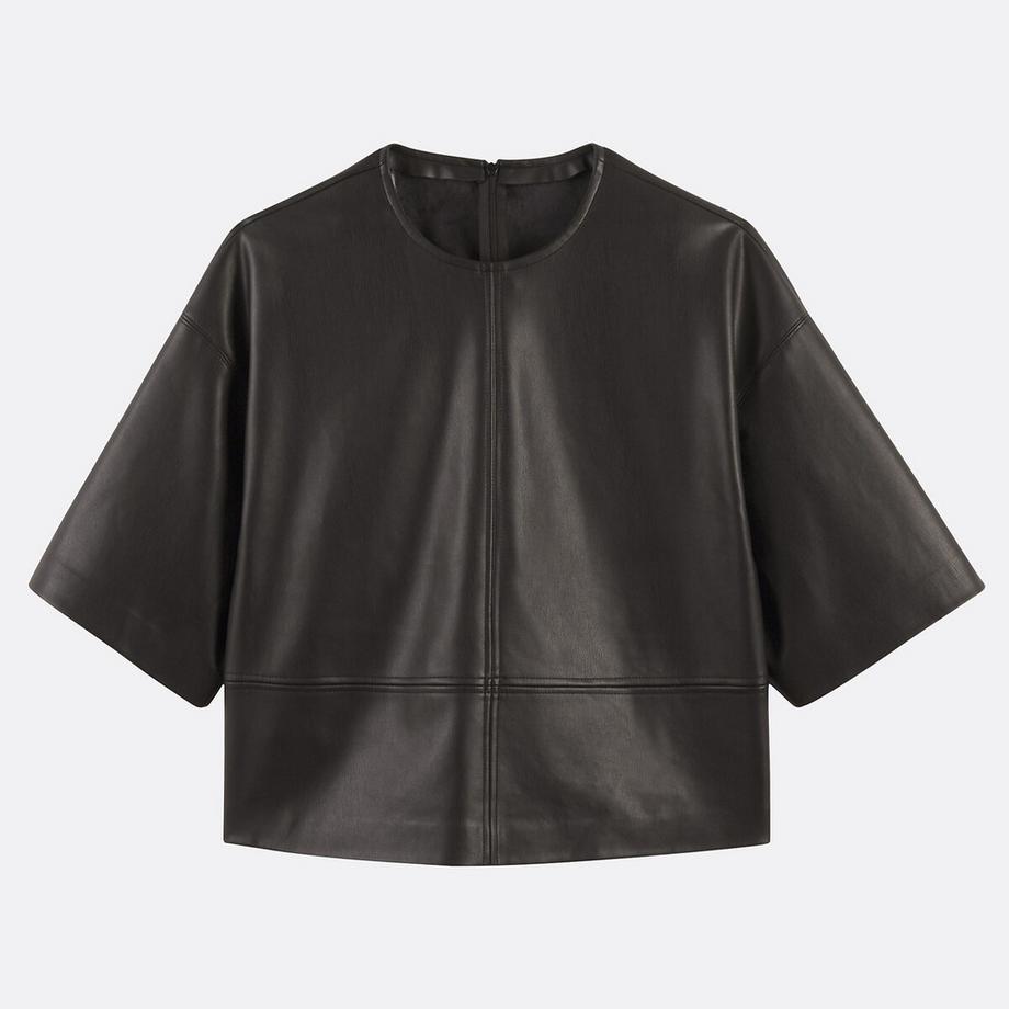 La Redoute Collections Kunstleder Rundhals 3/4 Arm Bluse  