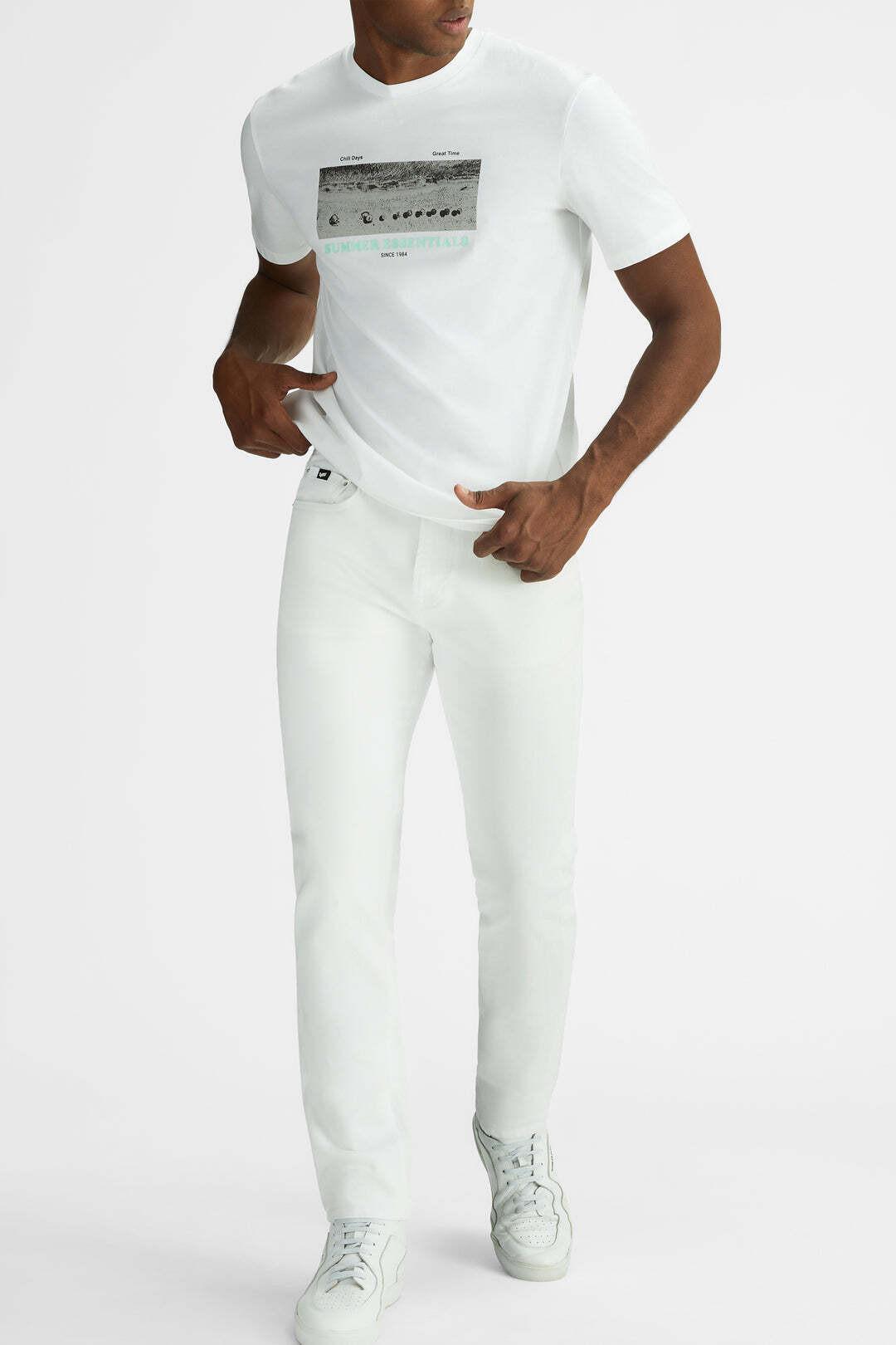 Image of T-shirts Dharis Print Herren Weiss XL