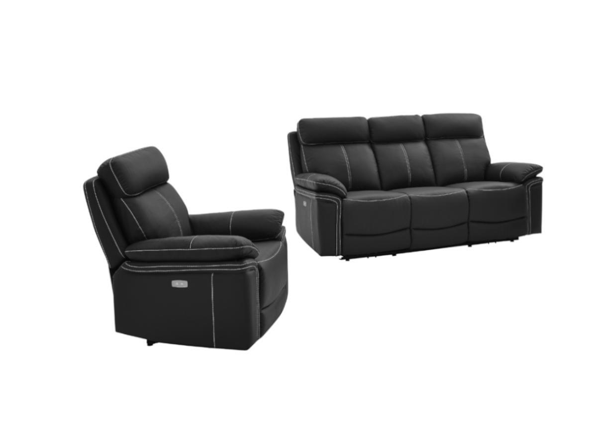 Vente-unique Relaxsofa elektrisch Garnitur 3+1 Leder ISIRIS  