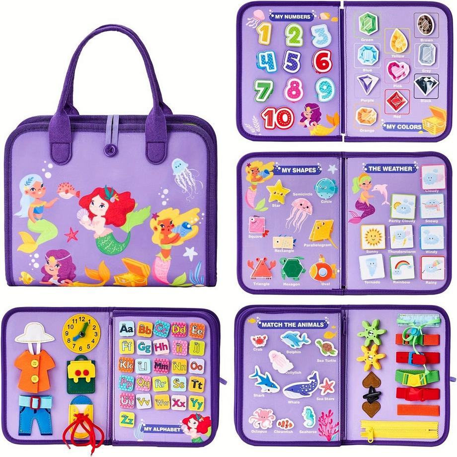 Sensory Busy Board: Pädagogische Lernaktivitäten, Entwicklung feinmotorischer Fähigkeiten, geeignet für Alter 0+, perfekt für Reisen und Flugreisen