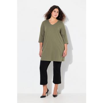 Longshirt, Ziernähte, A-Linie, V-Ausschnitt, 3/4-Arm