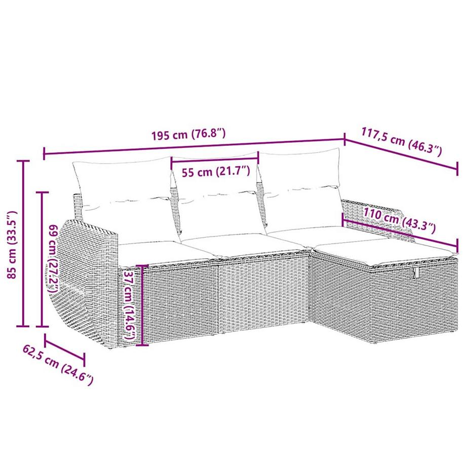 VidaXL Garten sofagarnitur poly-rattan  