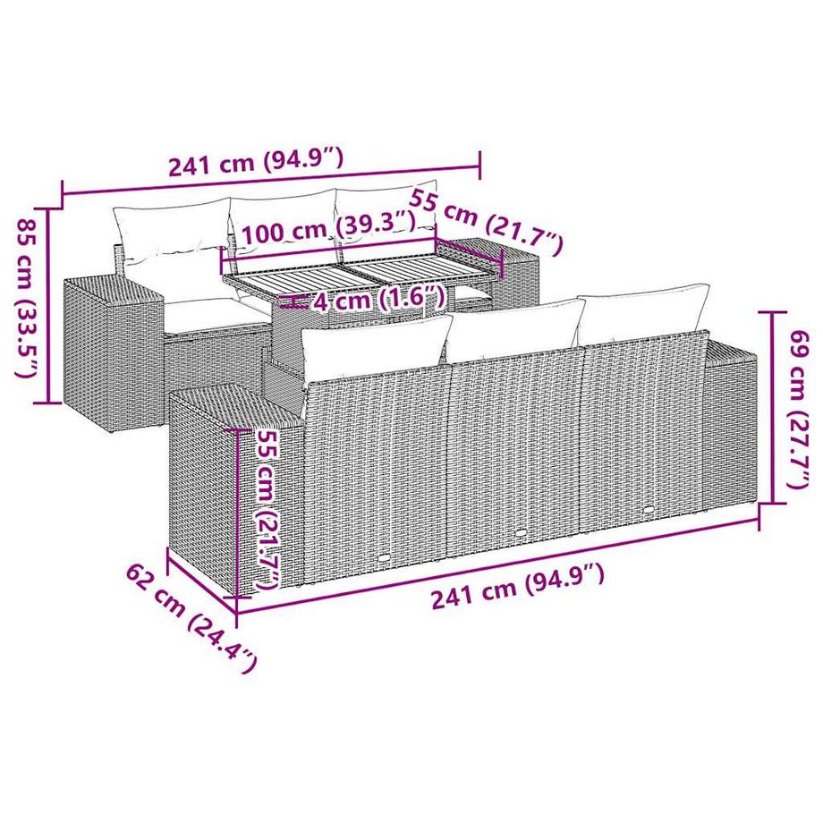VidaXL Ensemble de canapés de jardin rotin synthétique  