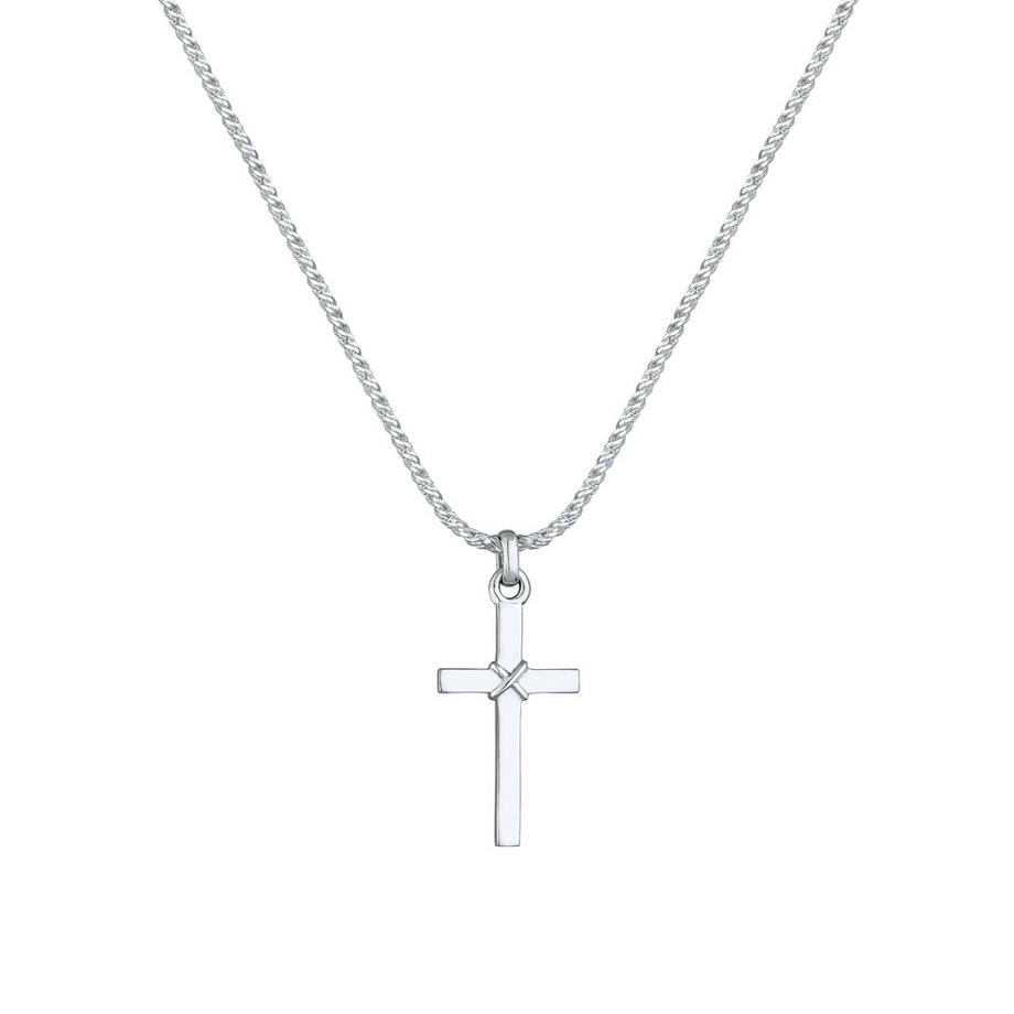 Kuzzoi  Halskette  Kreuz Flach Kordelkette 925 Silber 