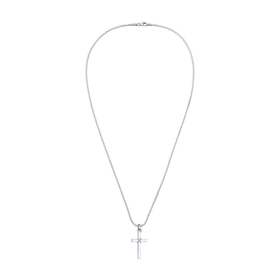 Kuzzoi  Halskette  Kreuz Flach Kordelkette 925 Silber 