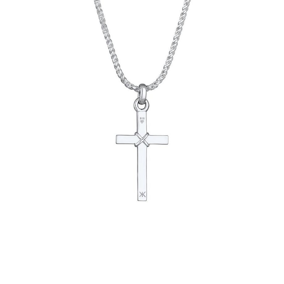 Kuzzoi  Halskette  Kreuz Flach Kordelkette 925 Silber 