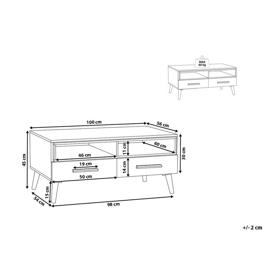 Beliani Table basse en Panneau de particules Traditionnel ALLOA  