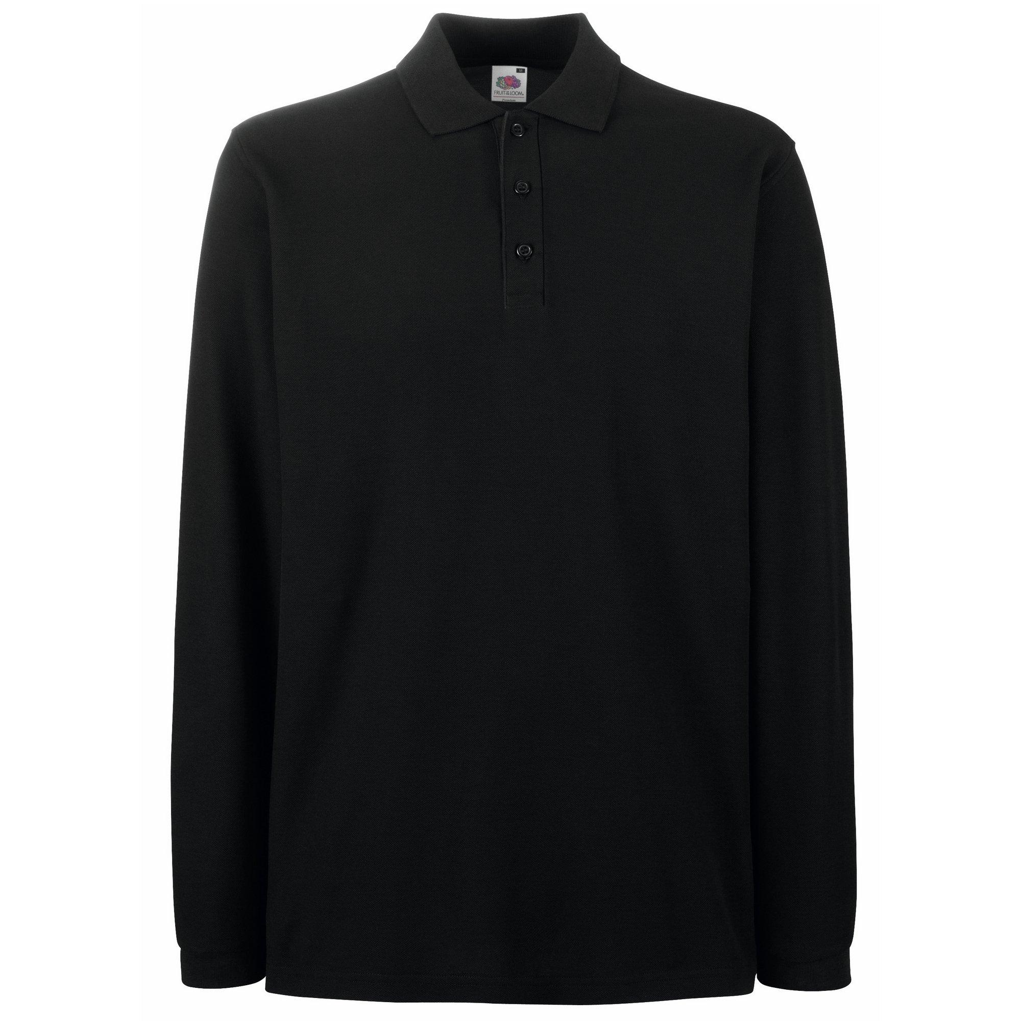 Image of Premium Poloshirt, Langarm Herren Schwarz XXL