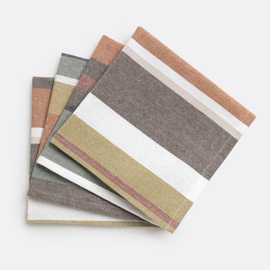 Serviettes de table coton lavé tissé-teint