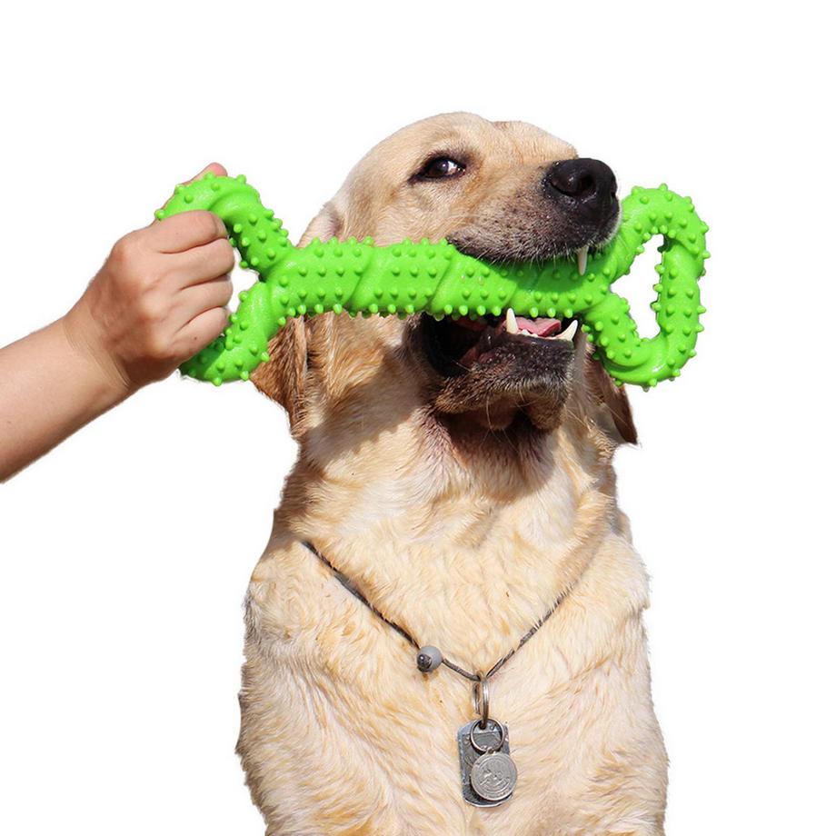 Alopini  Jouet pour chien robuste en forme d'os à mâcher en caoutchouc dur avec un design convexe 