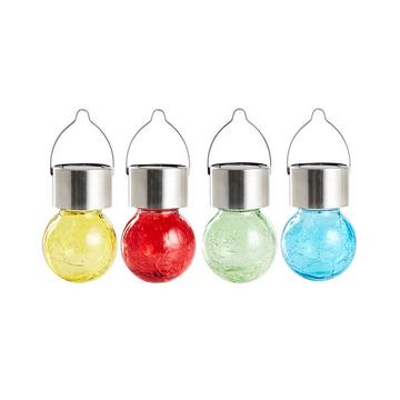 Lampe solaire à boule de verre colorée