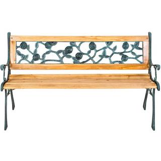 Tectake Gartenbank Marina 2-Sitzer aus Holz und Gusseisen 124x52x74cm  