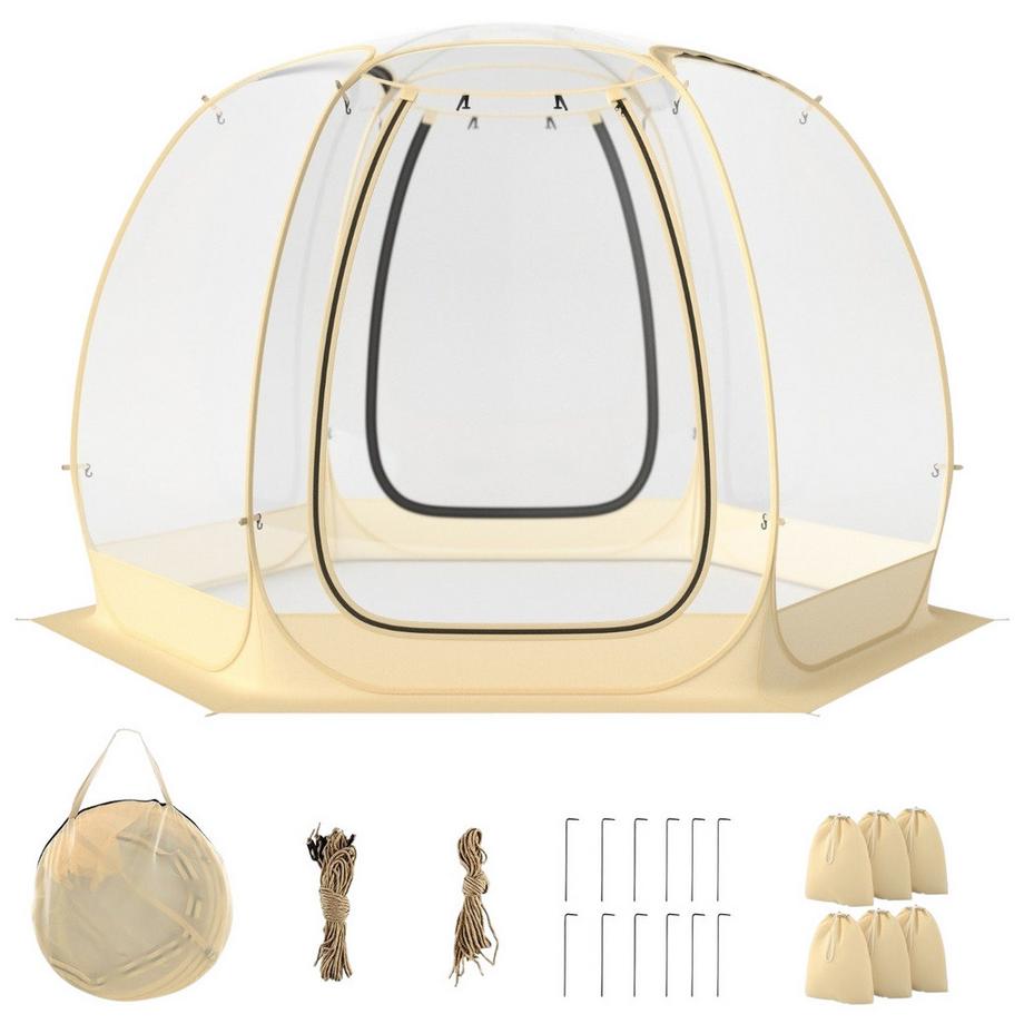 Transparentes Zelt Pop Up Zelt fr 6-10 Personen mit 2 groen Rolltren  faltbares Sportzelt | MANOR
