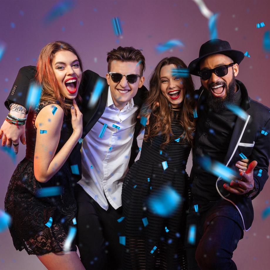 B2X  Cannone per coriandoli blu e argento 