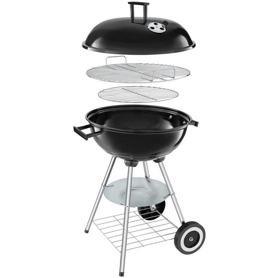Tectake Barbecue a sfera con 2 ruote Ø 41,5 cm, vaschetta raccogli cenere rimovibile  