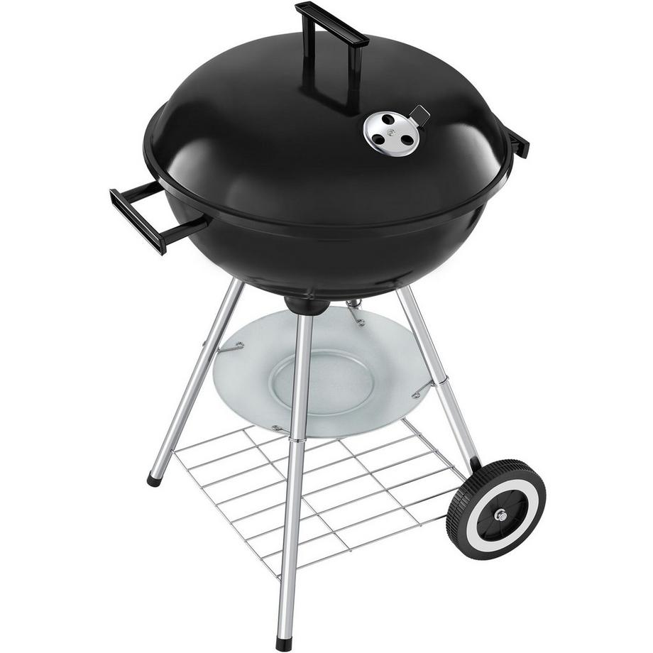 Tectake Barbecue a sfera con 2 ruote Ø 41,5 cm, vaschetta raccogli cenere rimovibile  