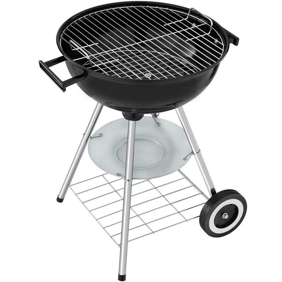 Tectake Barbecue a sfera con 2 ruote Ø 41,5 cm, vaschetta raccogli cenere rimovibile  