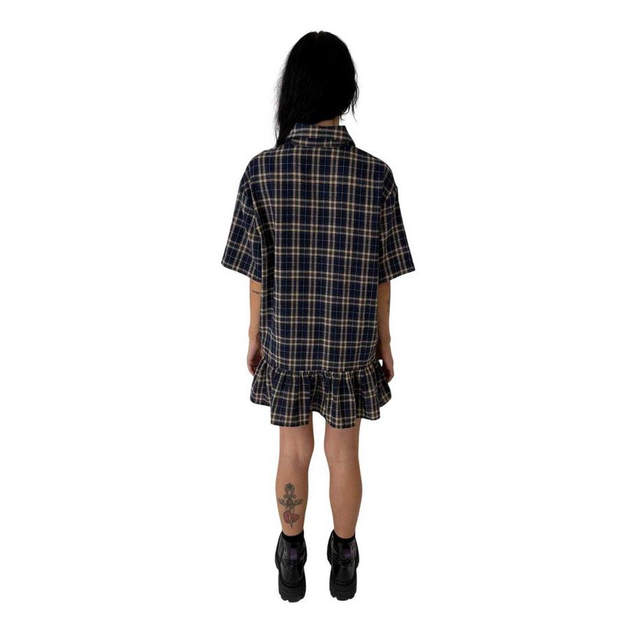 THE RAGGED PRIEST Robe Chemise à Carreaux avec Ourlet Volant  