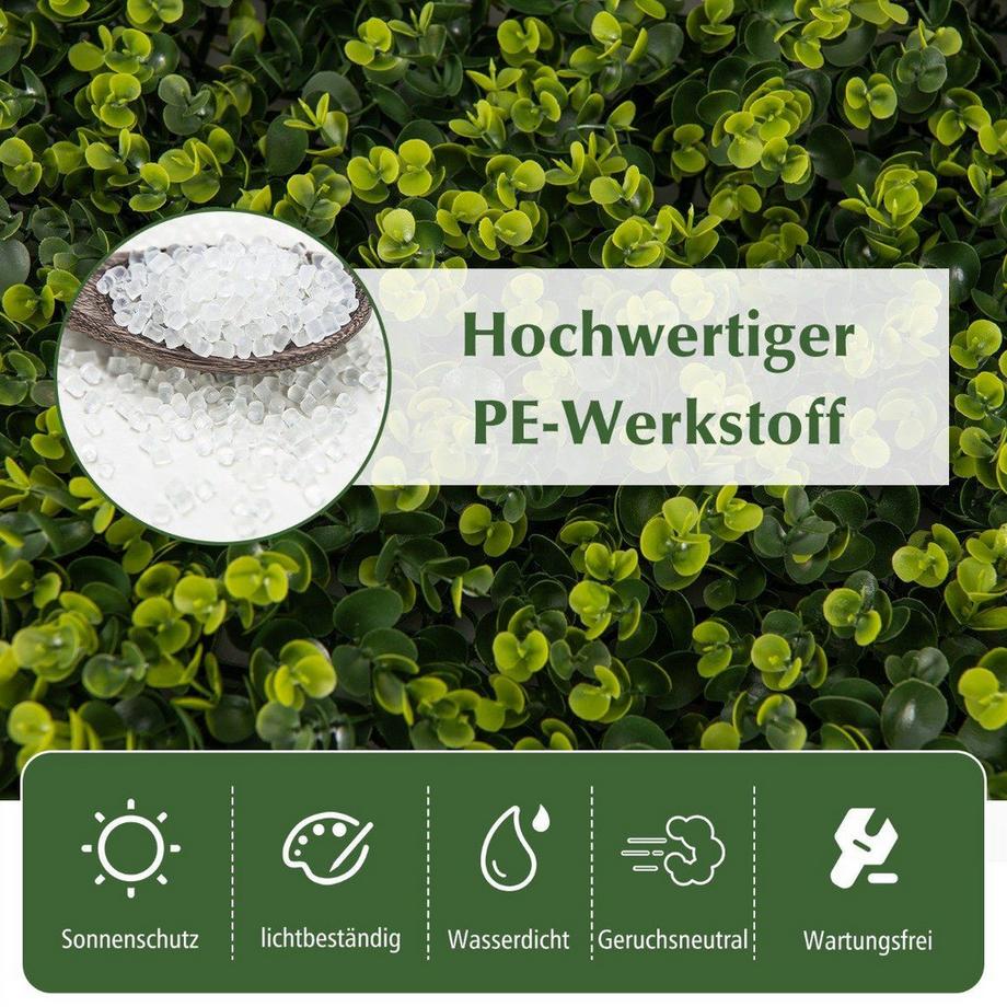 Northio  12 Stück 50 x 50 cm Kunsthecken Buchsbaum Paneele mit 7 cm Dicke & Gewellter Oberfläche 