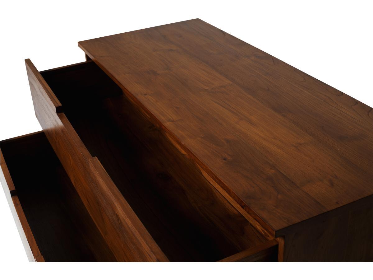 Vente-unique Mobili per bagno sospeso con lavabo doppio 2 cassetti 115 cm in Teak scuro - BIMBING  