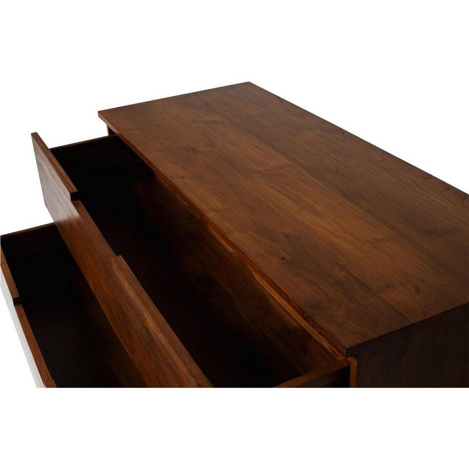 Vente-unique Meuble de salle de bain suspendu en teck foncé avec double vasque - 2 tiroirs - 115 cm - BIMBING  