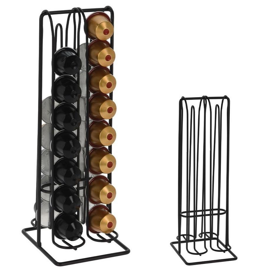 Support pour 32 capsules de café en métal noir
