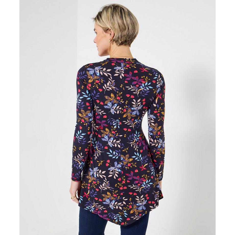 Joe Browns Figurbetonte Tunika Blumenmuster Asymmetrischer Saum Lange Ärmel  