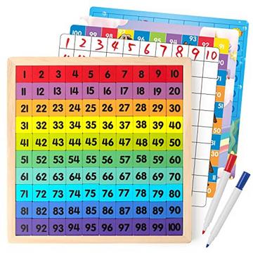 Jeu d'éveil mathématique en bois 1-100 chiffres Jouet éducatif Jeu de comptage coloré