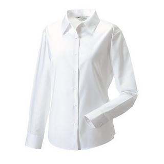 Russell  Collection Easy Care Oxford Bluse, Langarm 