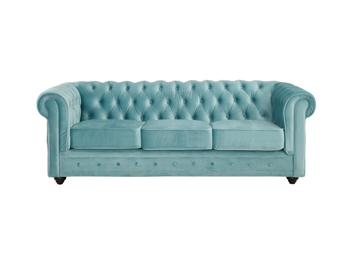 Vente-unique 3SitzerSofa Samt Hell CHESTERFIELD  