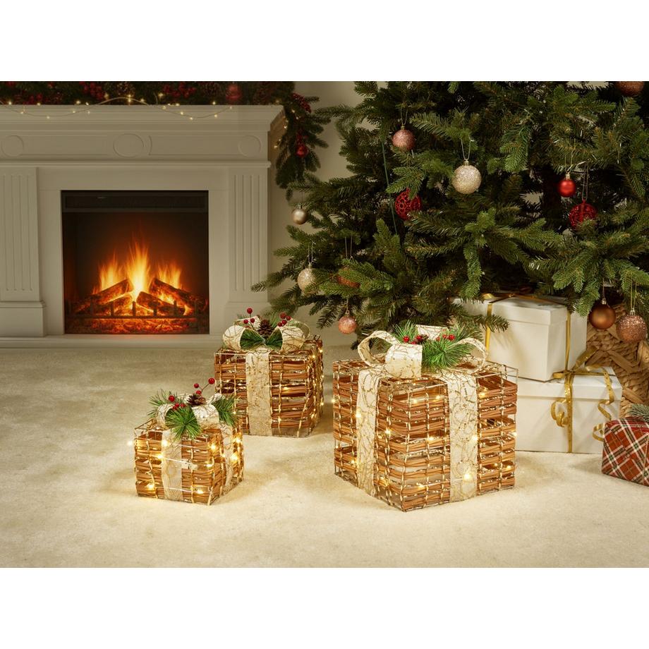 Beliani Weihnachtsdekoration 3er Set aus Kunststoff Klassisch TISSO  