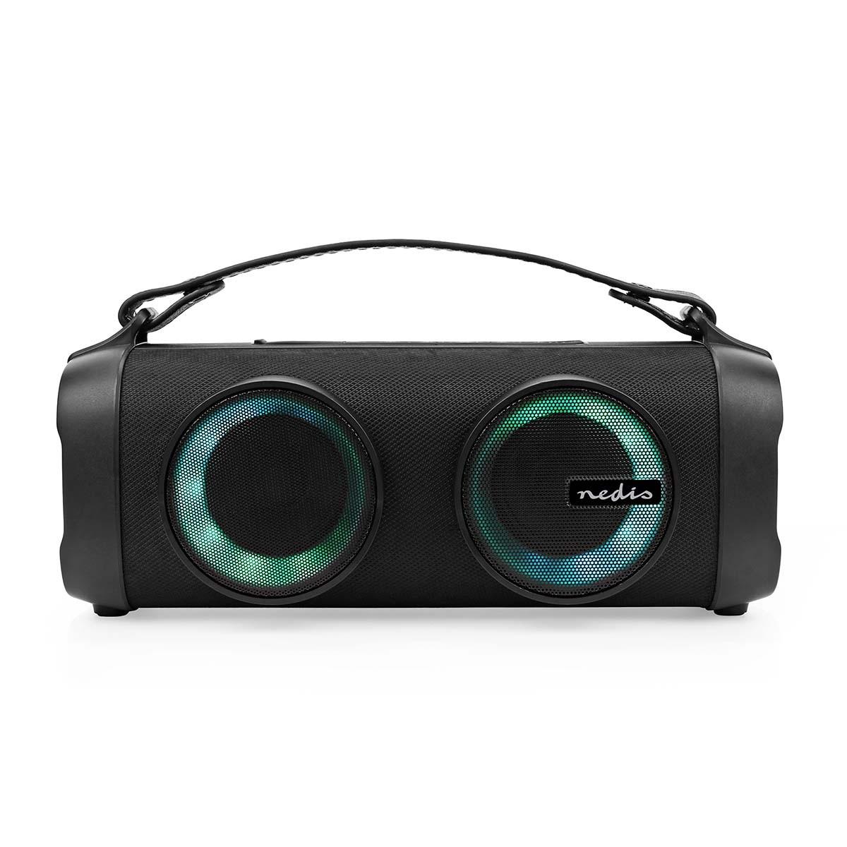 Nedis  Bluetooth® Party Boombox | 5 Timer | 2.0 | 24 w | MediaFbilding: Aux / USB | Kann Parres | Bærehandagtart | Fest Lys | Vielfalt 