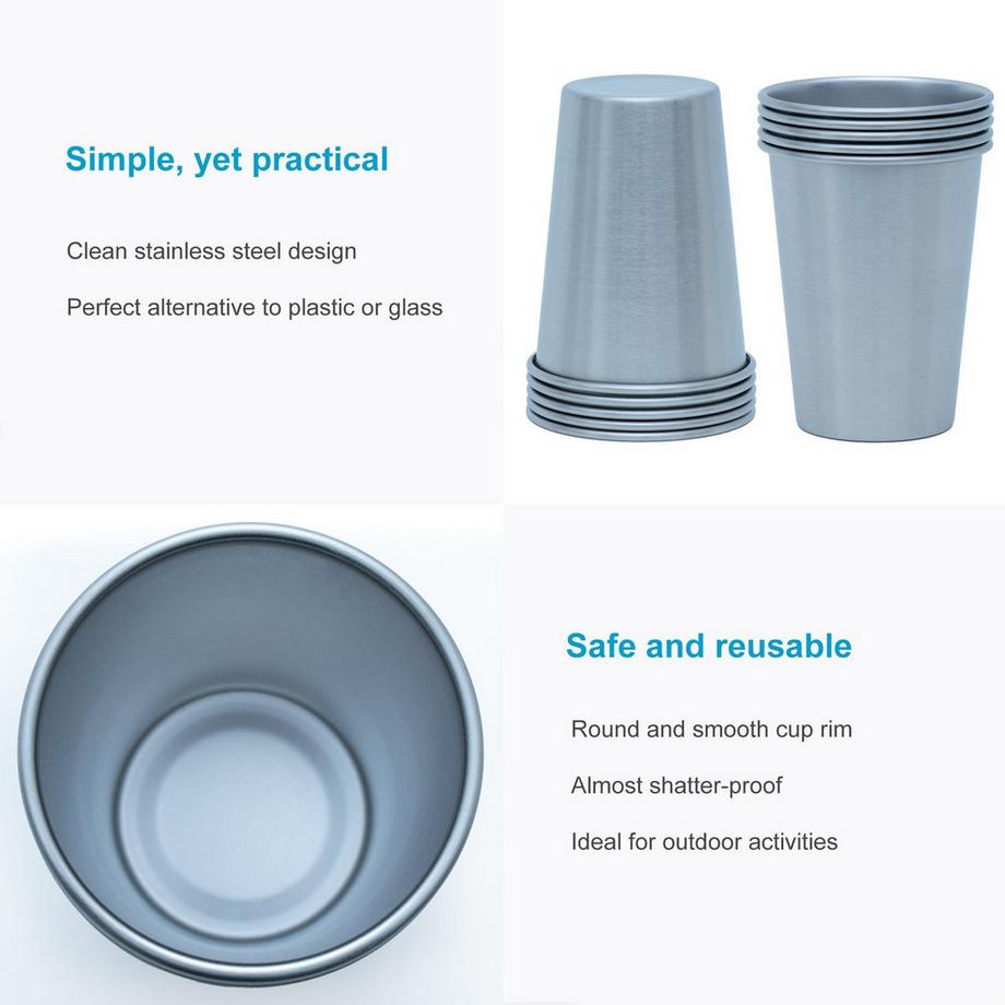 Intirilife 5x Stapelbare Edelstahl Becher  