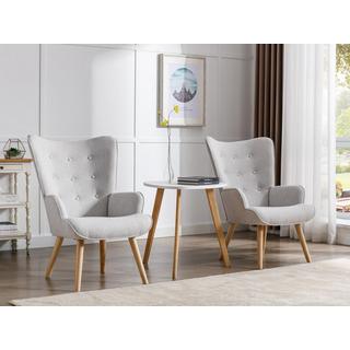 Vente-unique Fauteuil en tissu gris clair VATELY  