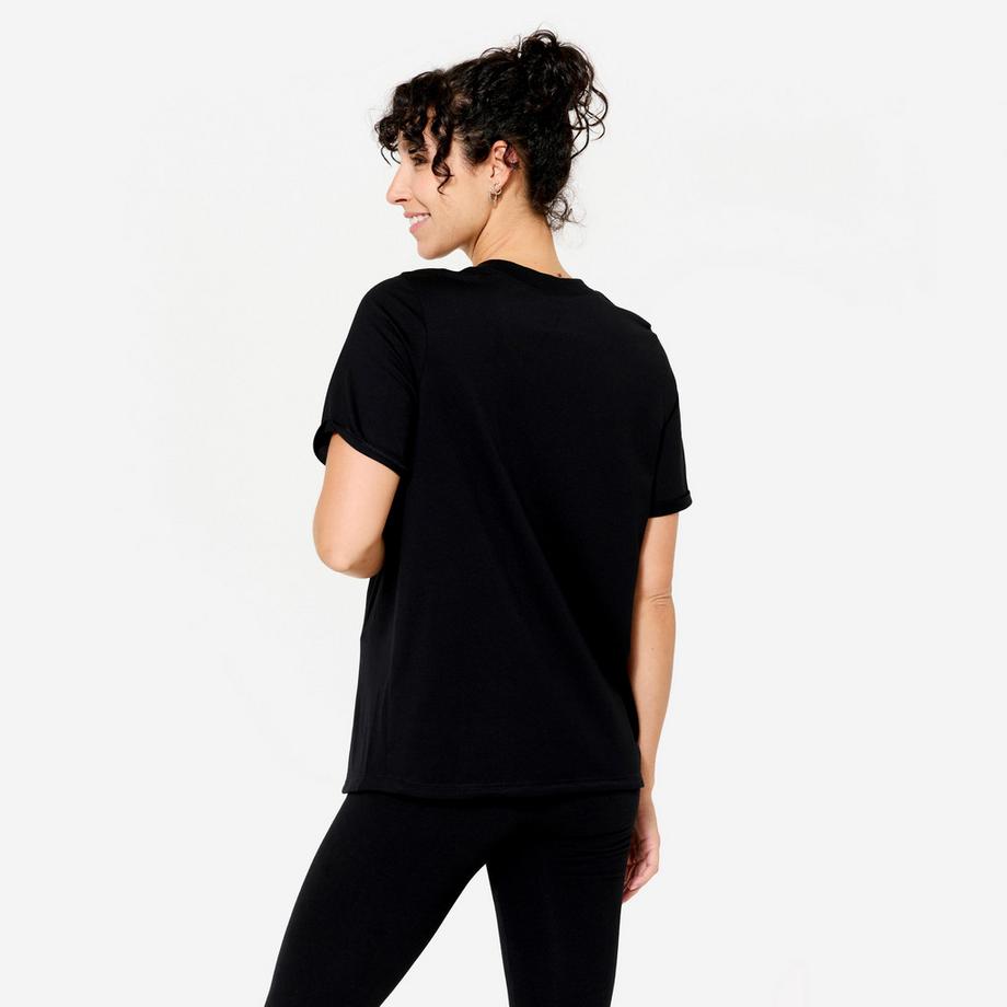 DOMYOS  T-shirt donna yoga gravidanza taglio ampio cotone 