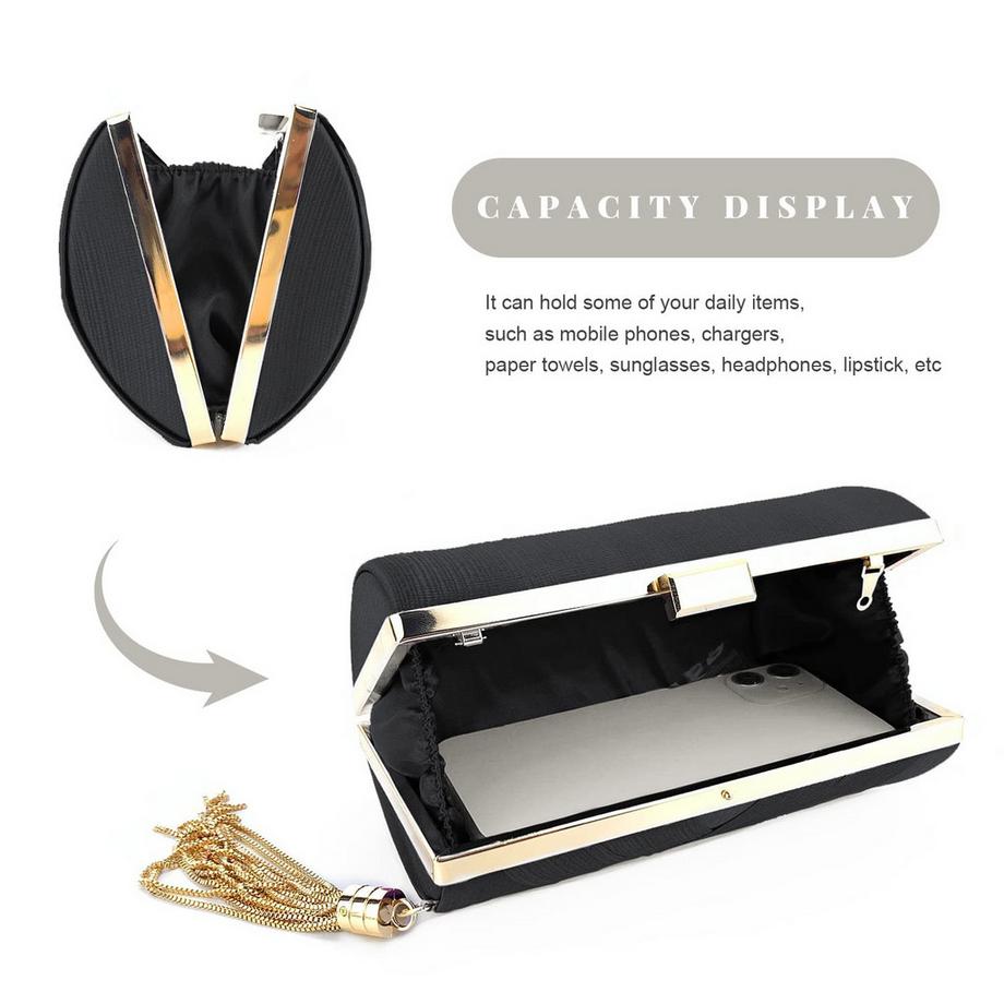 Only-bags.store Pochette de Soirée en Satin Pendentif Gland  