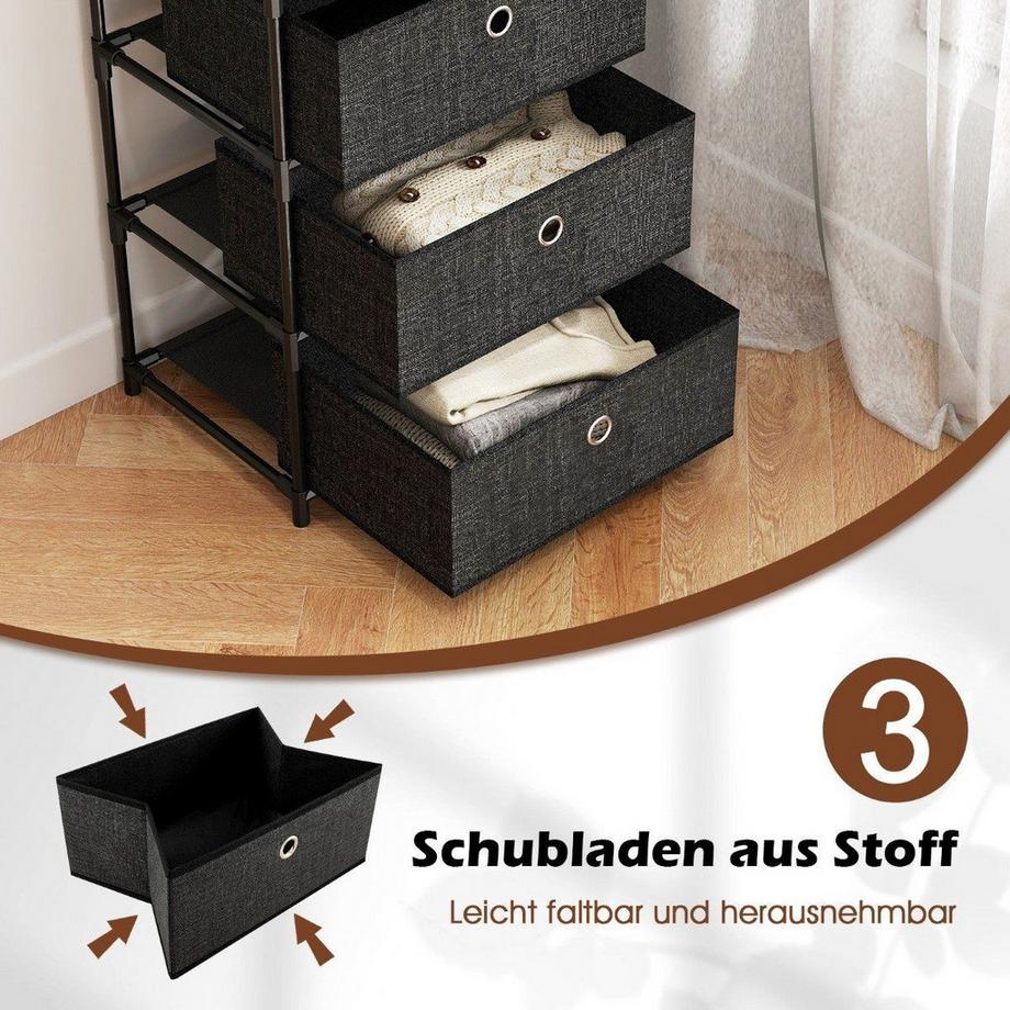 Northix Cassettiera con 3 cassetti in tessuto  