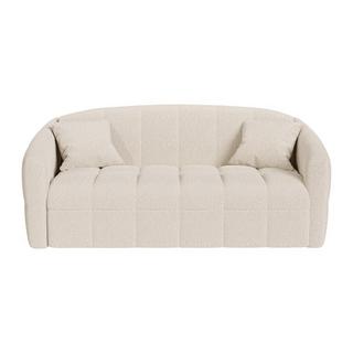 Vente-unique Divano letto 3 posti ribalta Letto 140cm Materasso - 14cm memory Tessuto bouclette Panna - RETUNA  