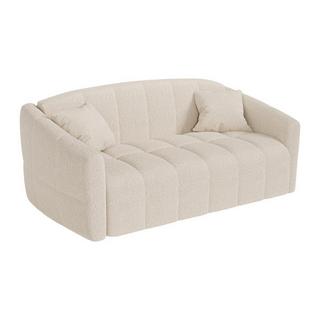 Vente-unique Divano letto 3 posti ribalta Letto 140cm Materasso - 14cm memory Tessuto bouclette Panna - RETUNA  