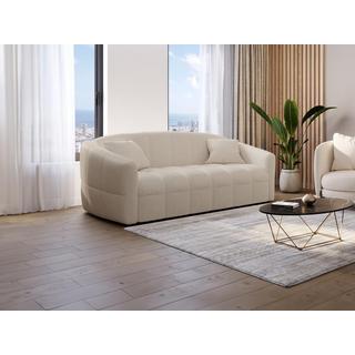 Vente-unique Divano letto 3 posti ribalta Letto 140cm Materasso - 14cm memory Tessuto bouclette Panna - RETUNA  