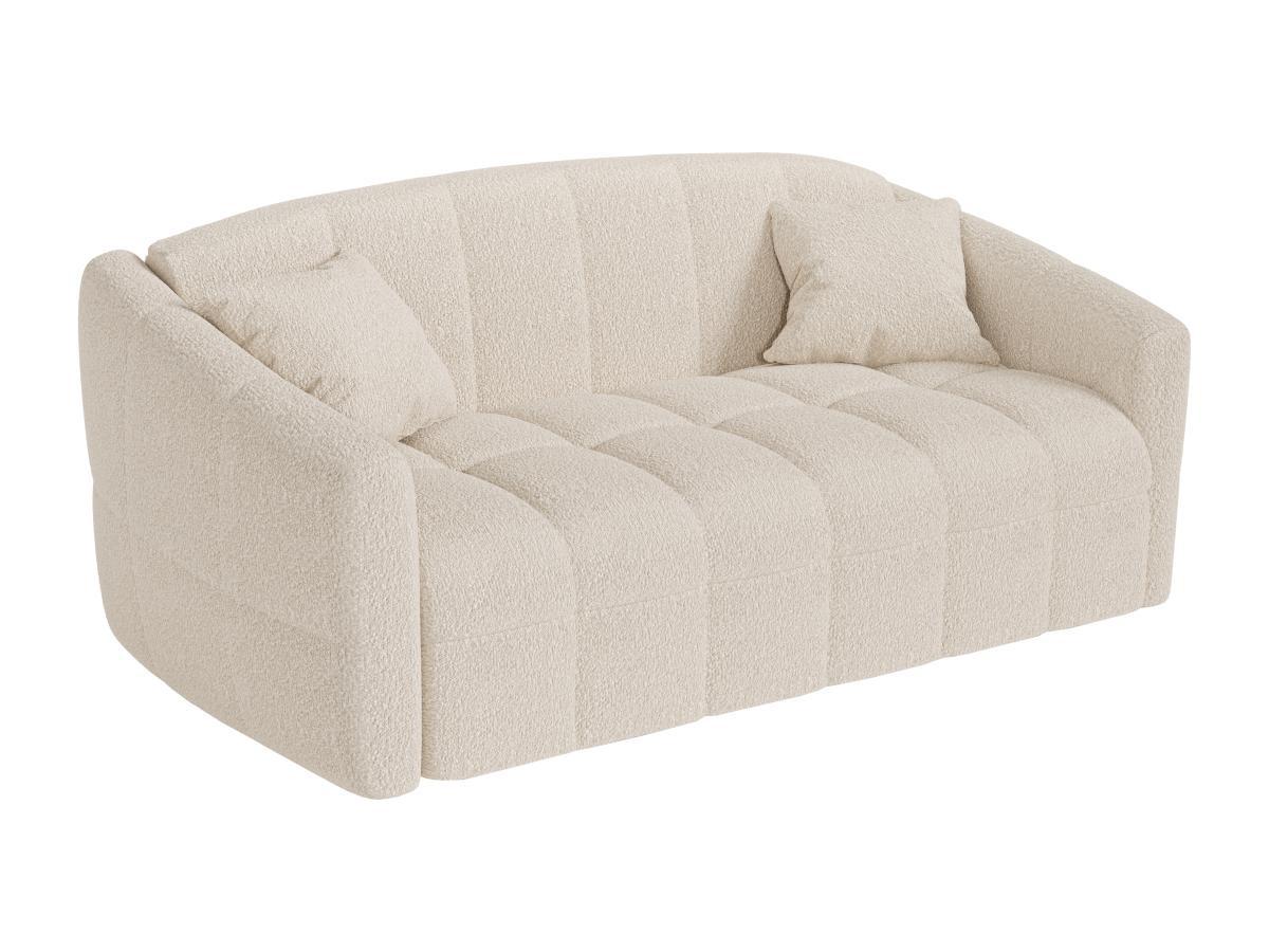 Vente-unique Divano letto 3 posti ribalta Letto 140cm Materasso - 14cm memory Tessuto bouclette Panna - RETUNA  