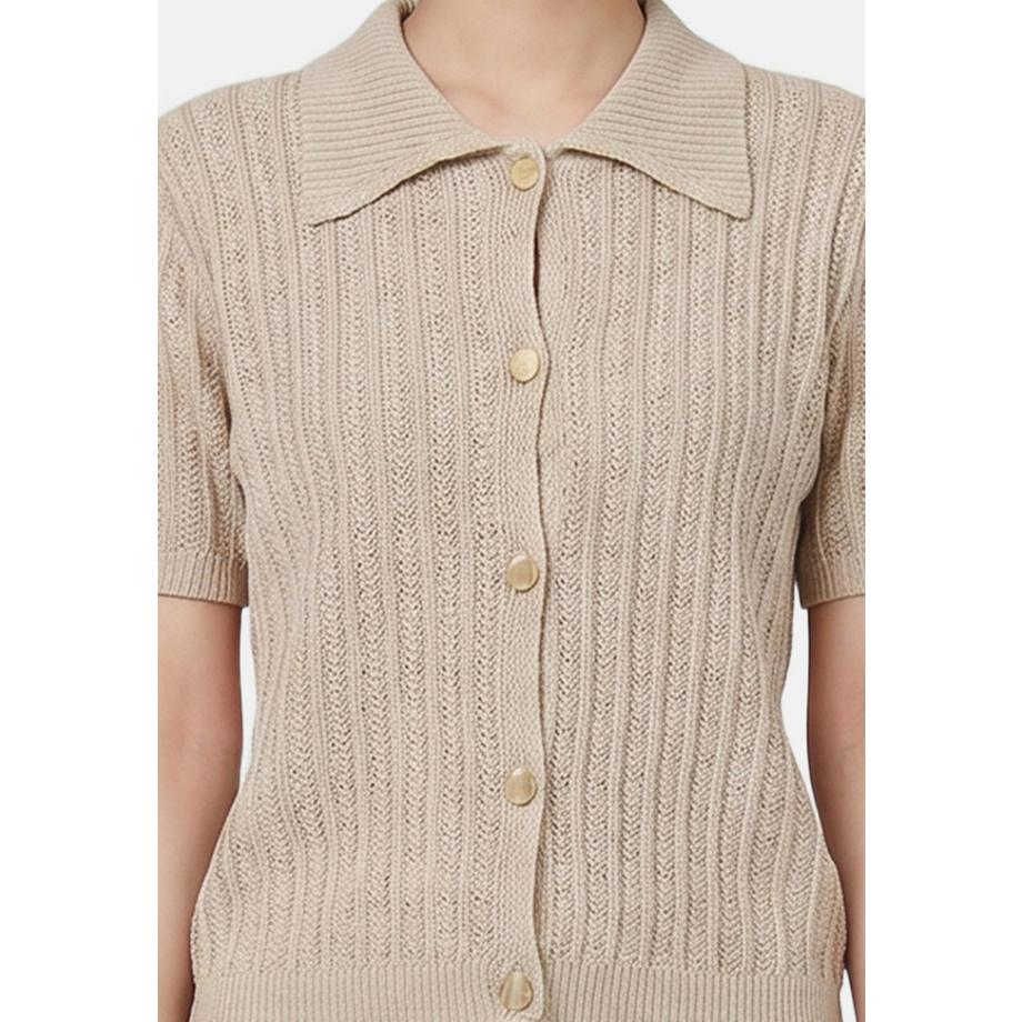 Roberta Rossi Cardigan lavorato a maglia con collo e maniche corte  