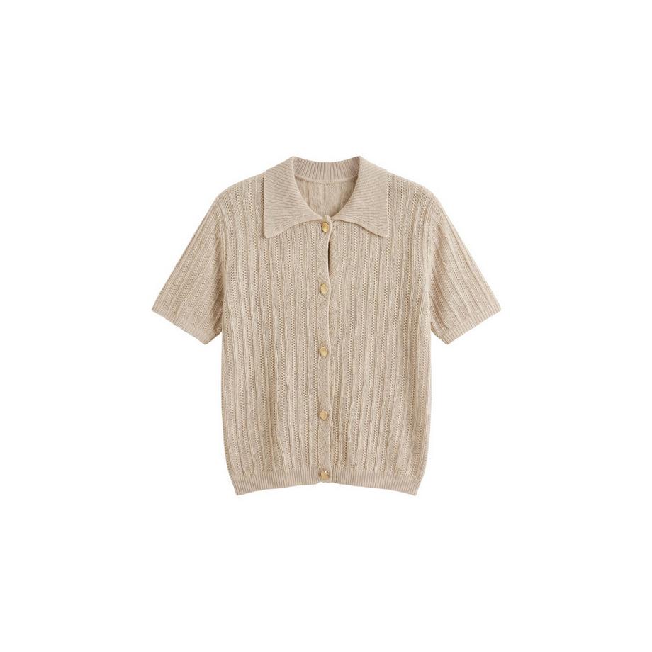 Roberta Rossi Cardigan lavorato a maglia con collo e maniche corte  