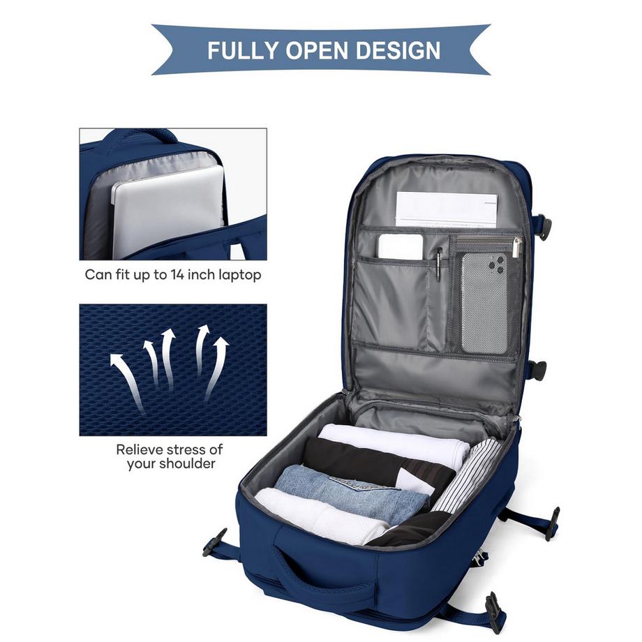 Only-bags.store Sac à dos de voyage pour bagage à main d'avion avec compartiment pour ordinateur portable et compartiment à chaussures  