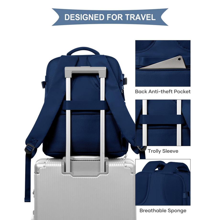 Only-bags.store Sac à dos de voyage pour bagage à main d'avion avec compartiment pour ordinateur portable et compartiment à chaussures  