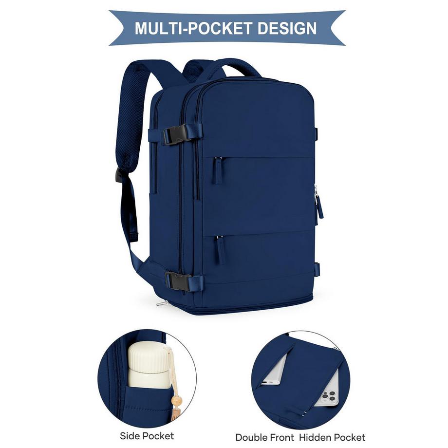 Only-bags.store Sac à dos de voyage pour bagage à main d'avion avec compartiment pour ordinateur portable et compartiment à chaussures  