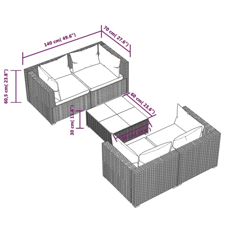VidaXL Garten-lounge-set poly-rattan  