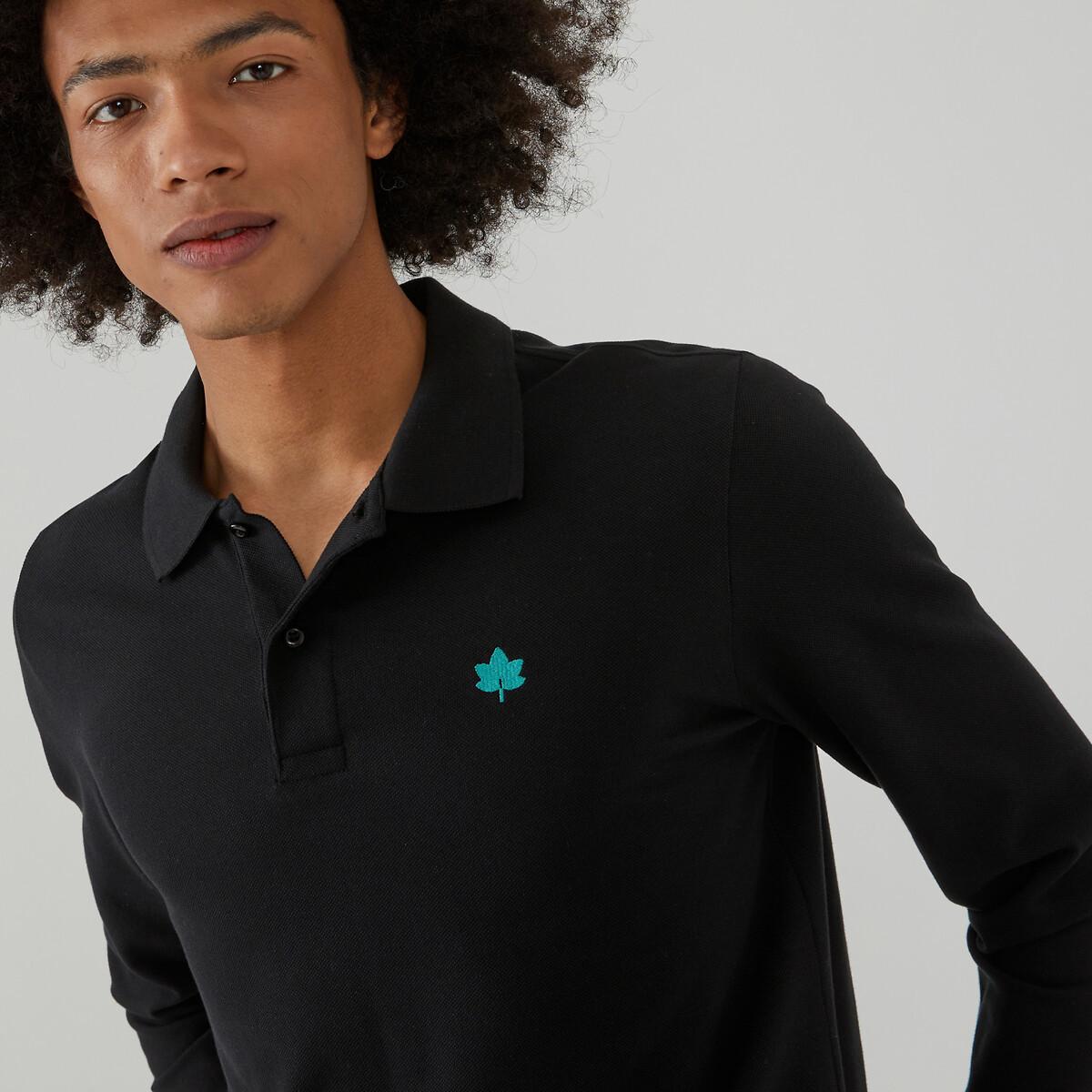 Image of Langärmeliges Poloshirt Herren Schwarz 3XL