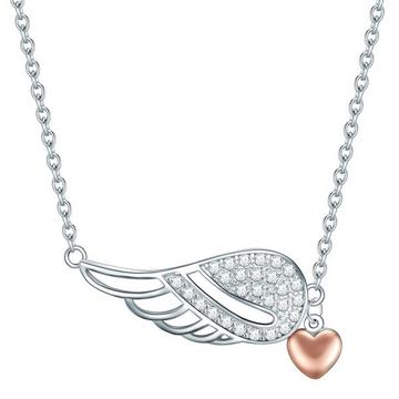 Femme Collier en argent Coeur/aile