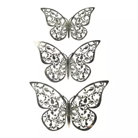 18x Papillons Décoratifs 3D - Noir et Blanc